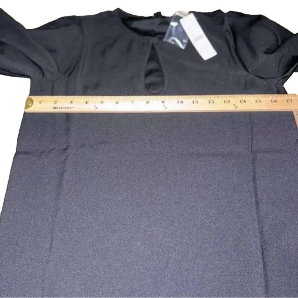 NWT J. Crew Puff 3/4 Sleeve‎ Satin Back Crepe Blouse Black Women's SZ XXSP
